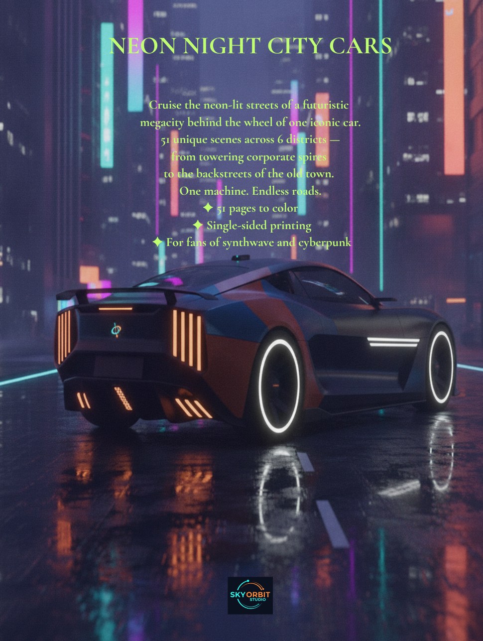 Neon Night City Cars back cover