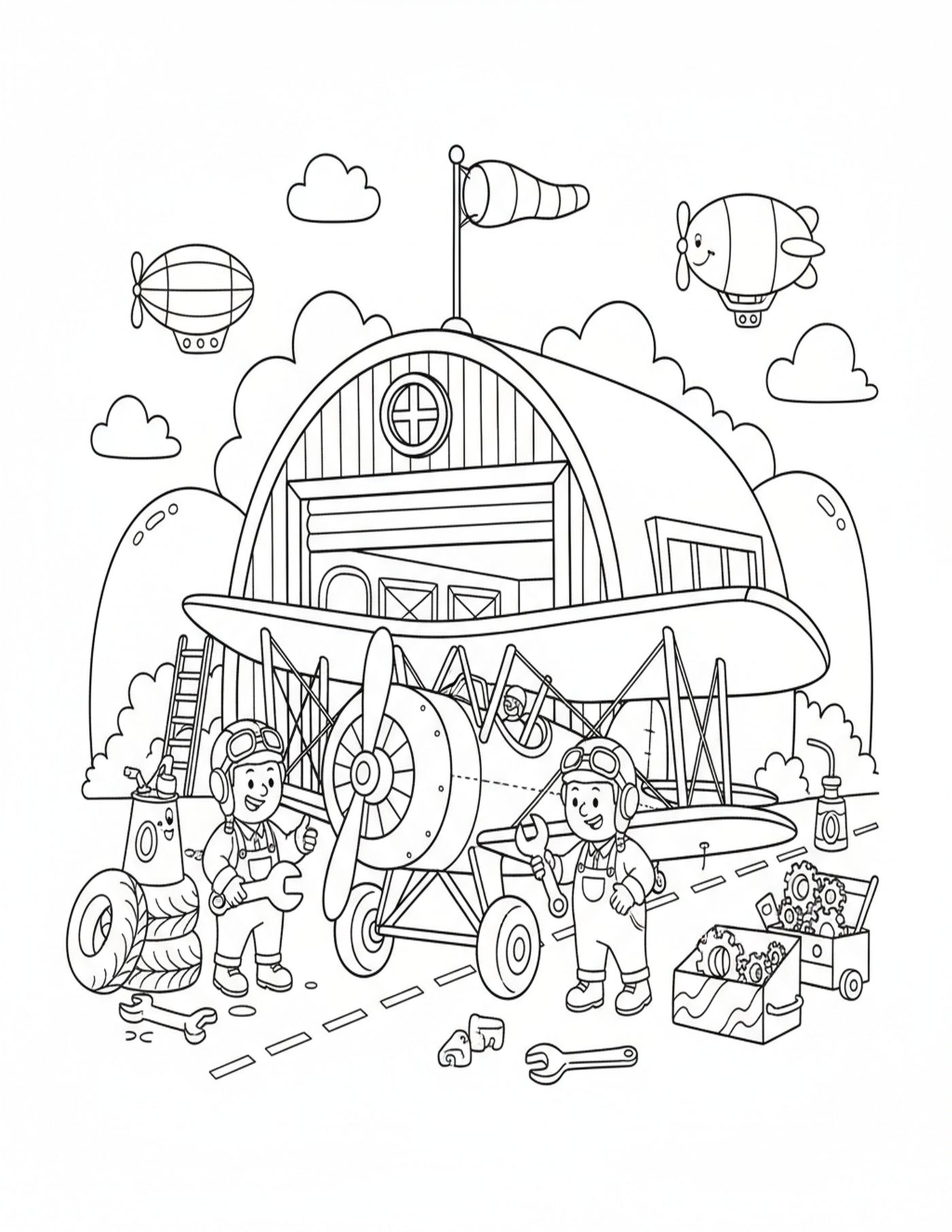 Aviation Coloring Book — Color Your Flying Adventure! — interior sample 2